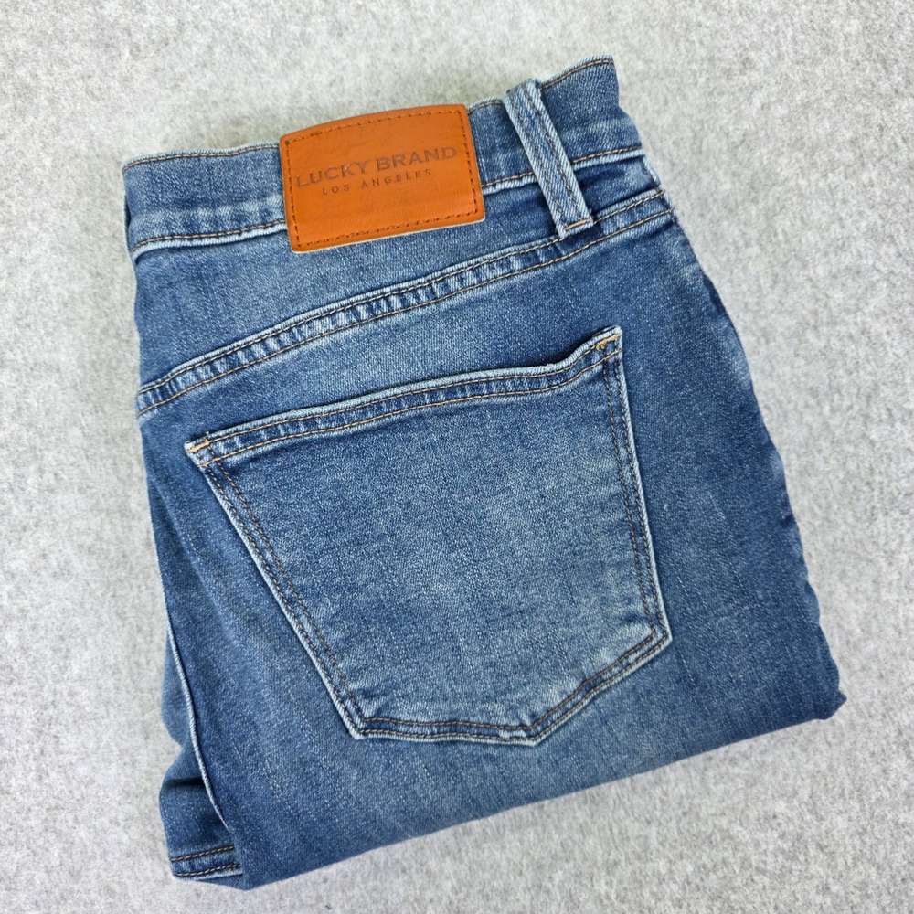 Lucky Brand Ava Mid Rise Skinny Ankle Jeans Size 10/30 Distressed Raw Hem Denim